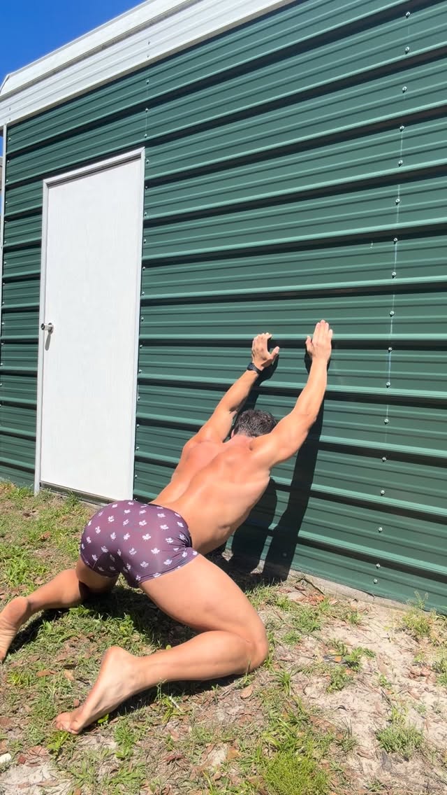 Using the wall for a crazy good stretch